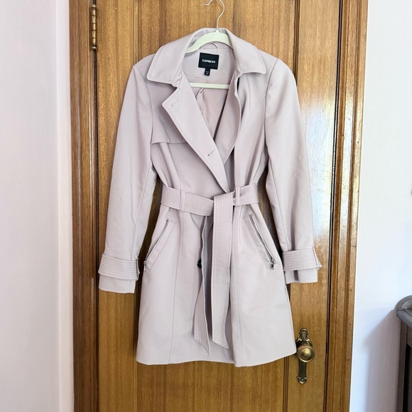 Express Jackets & Blazers - Express Light Beige Pink Trench Coat Size S